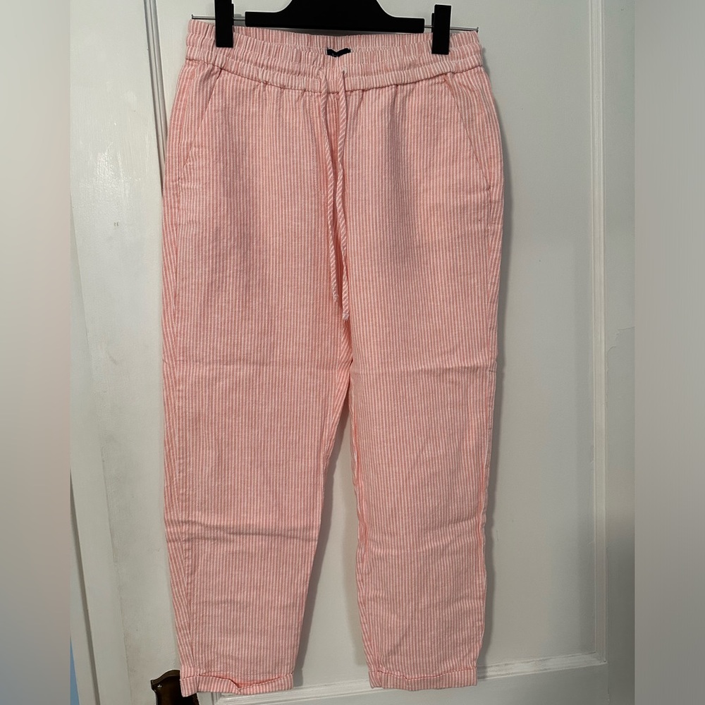 J. Crew Factory Striped Linen-Cotton Blend Drawstring Pant (2)